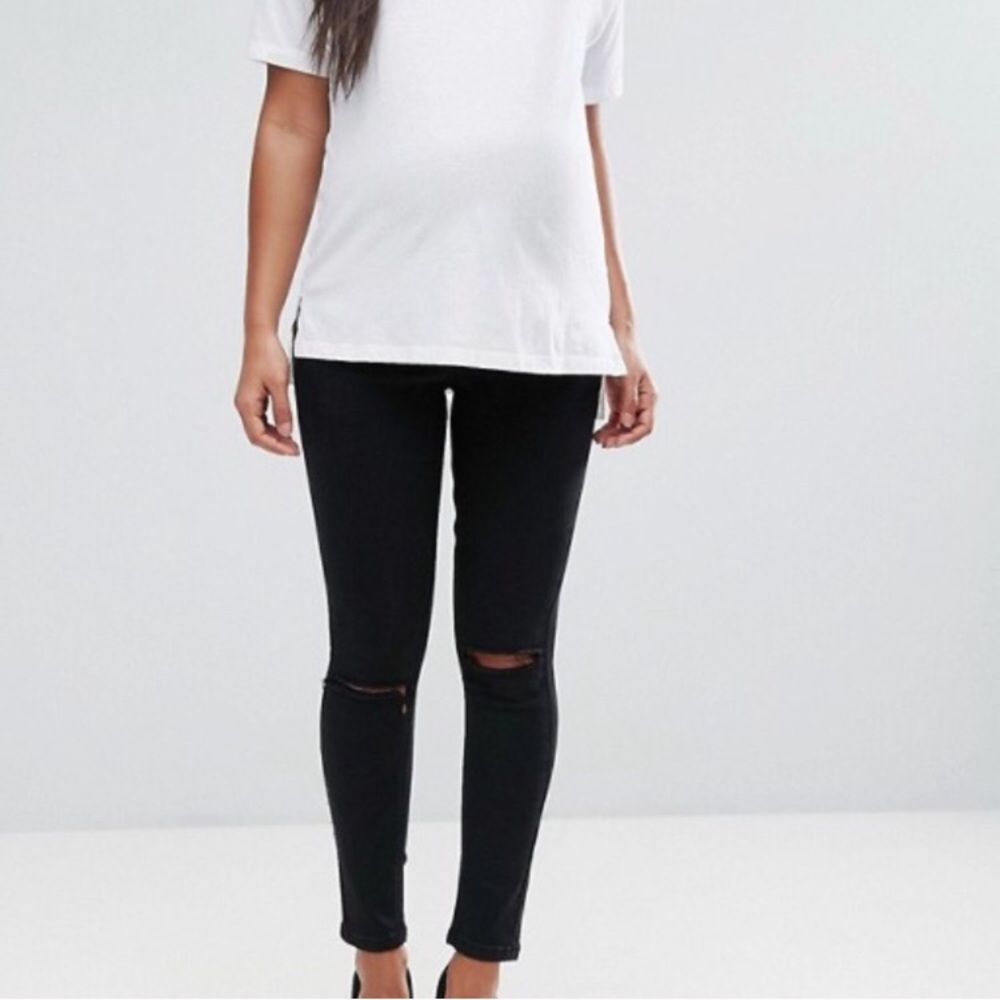 ASOS Ridley over bump distressed maternity jeans